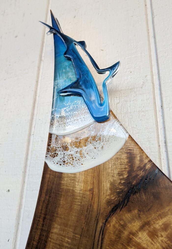 Tiger Shark Ocean Art | Waimea Valley Koa Wood - Image 2