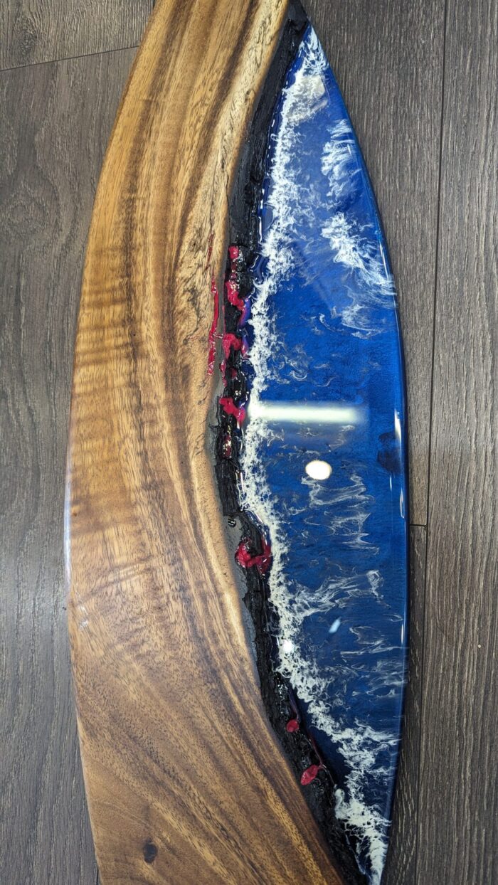 28 inch Monkeypod Wood Surfboard Art | Resin Wood Art For Sale - Image 2